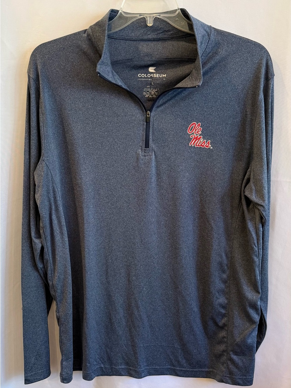 Colosseum Navy Heather Ole Miss Quarter-Zip Pullover